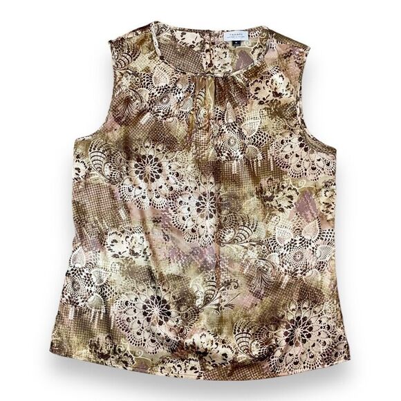 TAHARI Arthur S Levine Gold Medallion Blouse Sz M - Picture 3 of 12